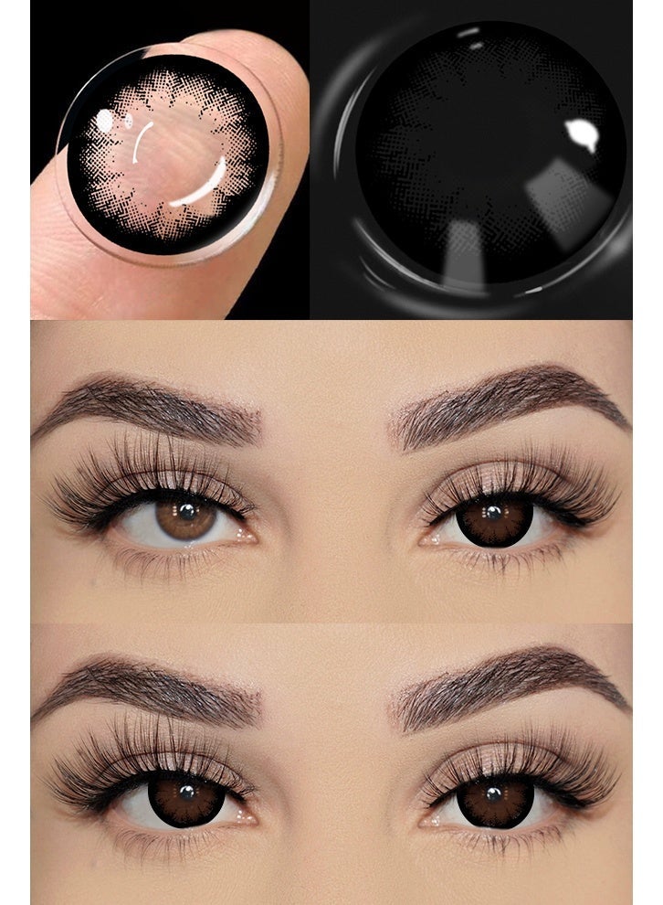 UYAAI Black Big Eyes Yearly Colored Contact Lenses, Unisex Cosmetic Contact Lenses, Natural Fashion Lenses, 42% Water - Image 5